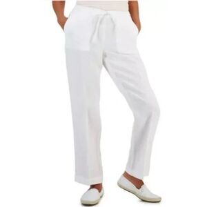 NEW Charter Club Luxury 100% Linen Pants Size XL Wide Leg Drawstring Lined